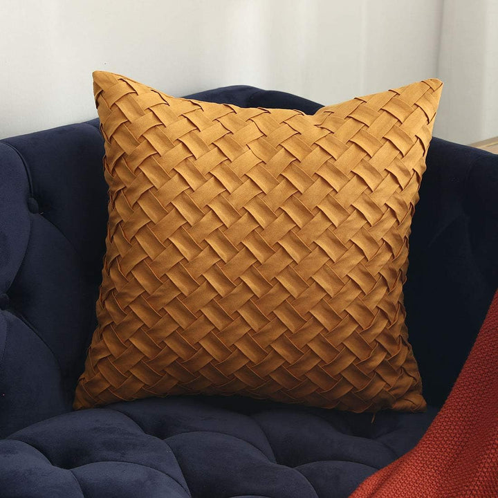 BowLift | Solid Yellow, Brown, and Dark Red Faux Suede Cushion Cover