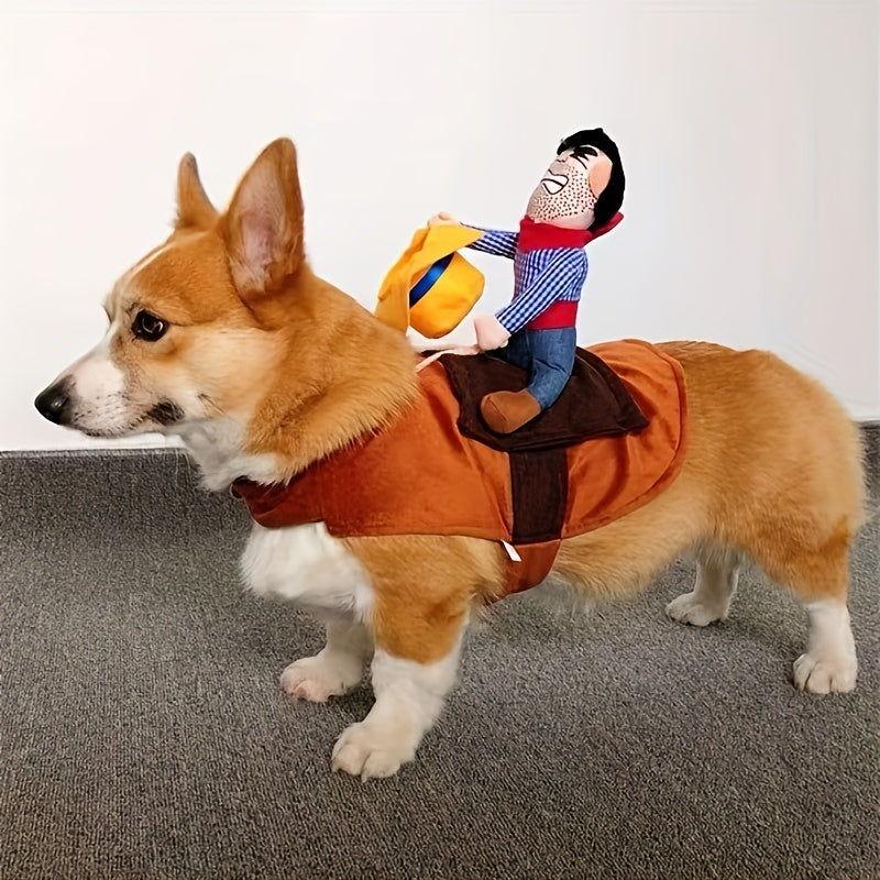 BowLift | Funny Rider Dog Halloween Costume | Plush Saddle Outfit