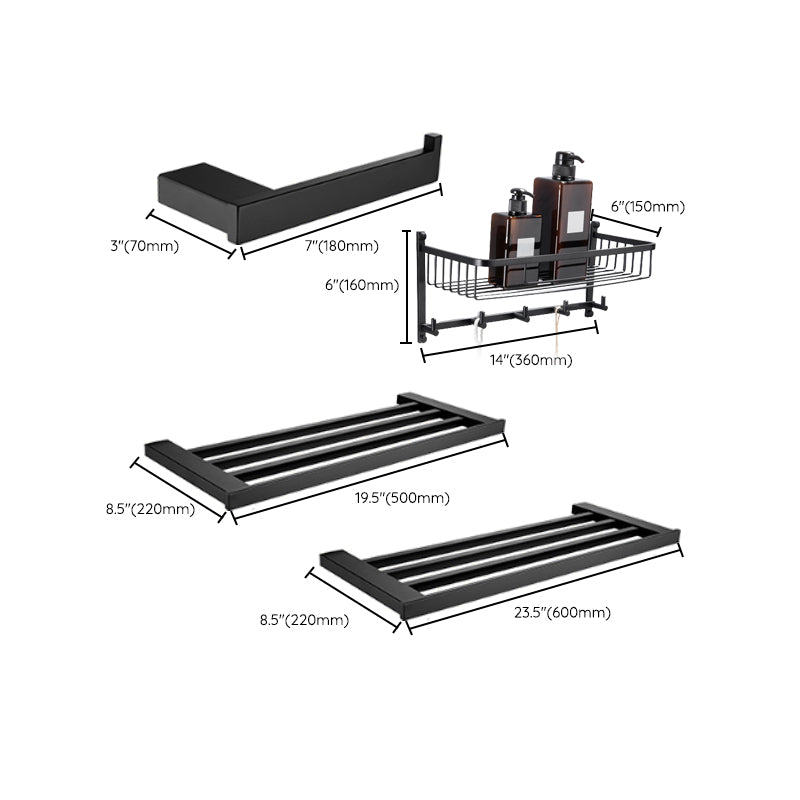 BowLift | 5-piece Modernism Bath Accessory Set in Matte Black Stainless Steel