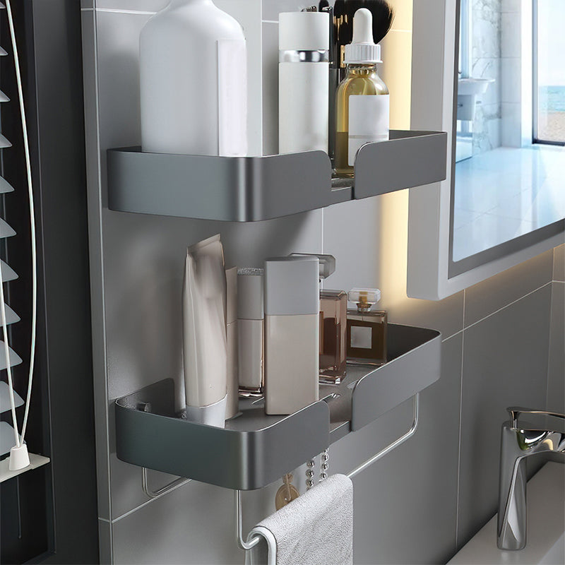 BowLift | 3-piece modern bathroom hardware set aluminum bathroom shelf in gray