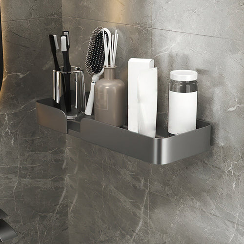BowLift | 3-piece modern bathroom hardware set aluminum bathroom shelf in gray