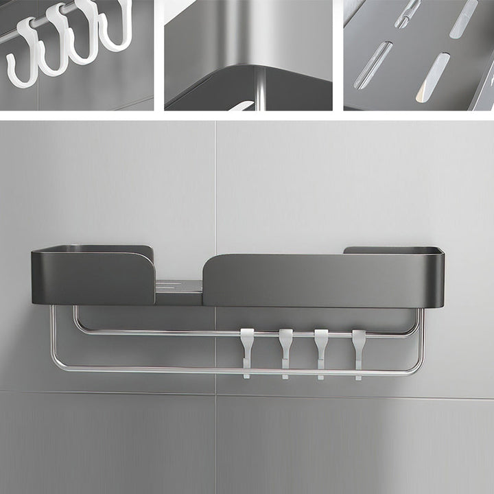 BowLift | 3-piece modern bathroom hardware set aluminum bathroom shelf in gray