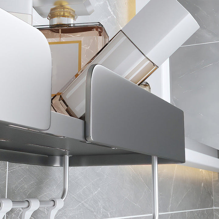 BowLift | 3-piece modern bathroom hardware set aluminum bathroom shelf in gray