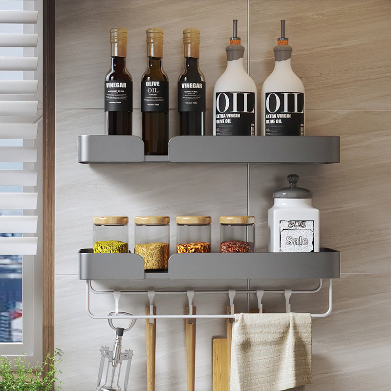 BowLift | 3-piece modern bathroom hardware set aluminum bathroom shelf in gray