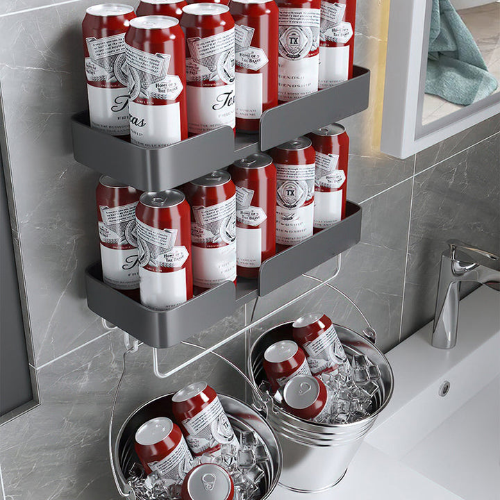 BowLift | 3-piece modern bathroom hardware set aluminum bathroom shelf in gray