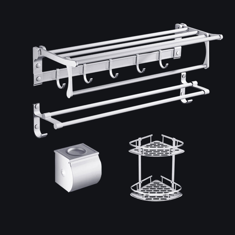 BowLift | Contemporary silver metal bathroom accessory set with towel rack