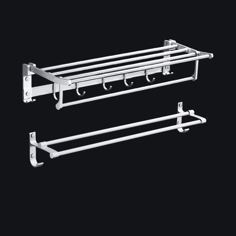 BowLift | Contemporary silver metal bathroom accessory set with towel rack