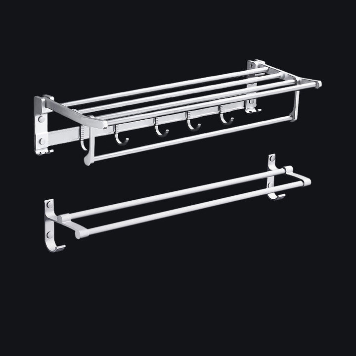 BowLift | Contemporary silver metal bathroom accessory set with towel rack