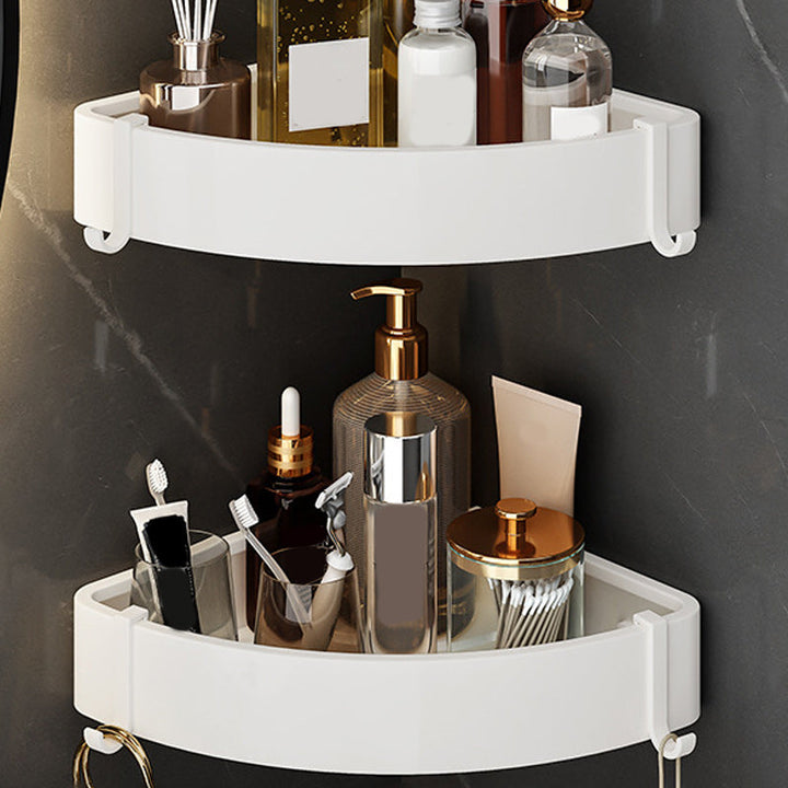 BowLift | Modern bathroom accessory set in white with bath shelf/towel bar/bath towel hooks