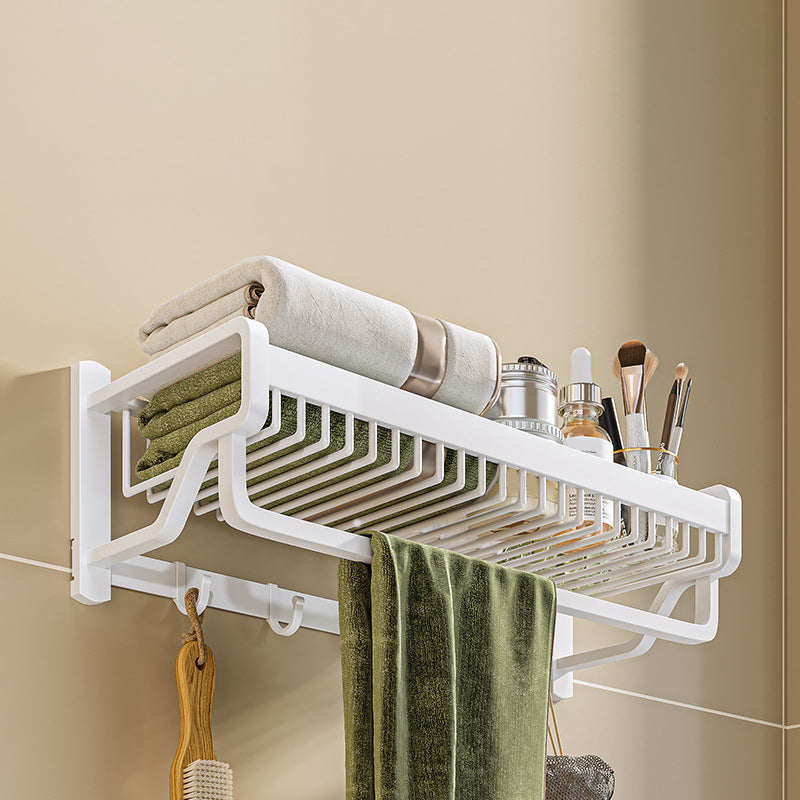 BowLift | Modern bathroom accessory set in white with bath shelf/towel bar/bath towel hooks