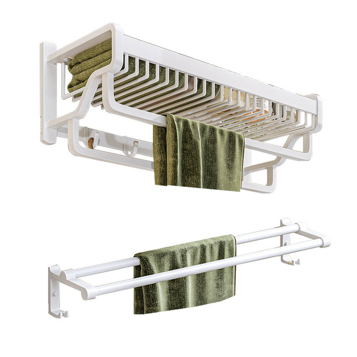BowLift | Modern bathroom accessory set in white with bath shelf/towel bar/bath towel hooks