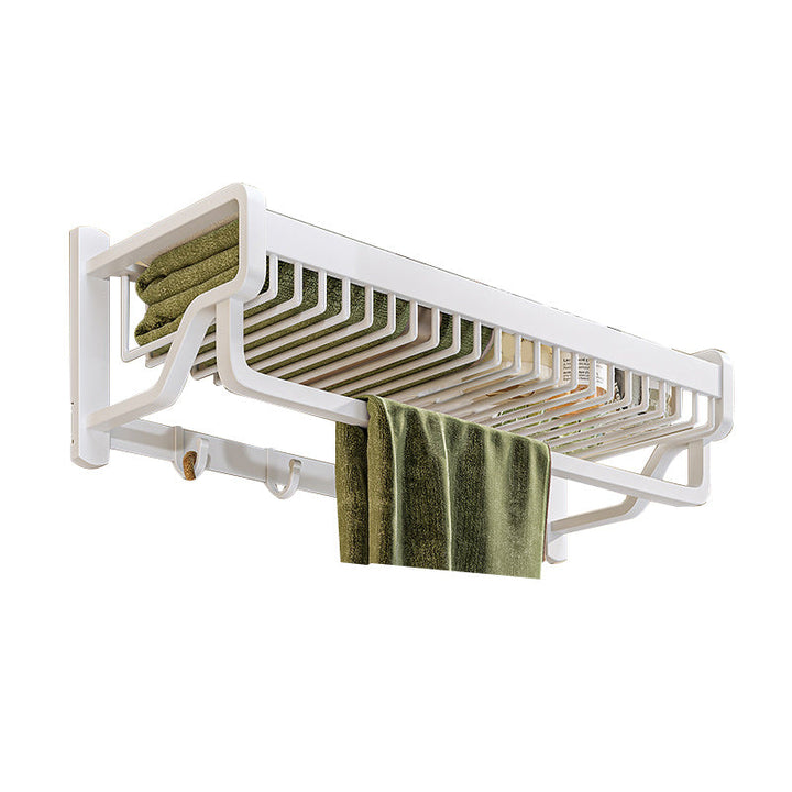 BowLift | Modern bathroom accessory set in white with bath shelf/towel bar/bath towel hooks