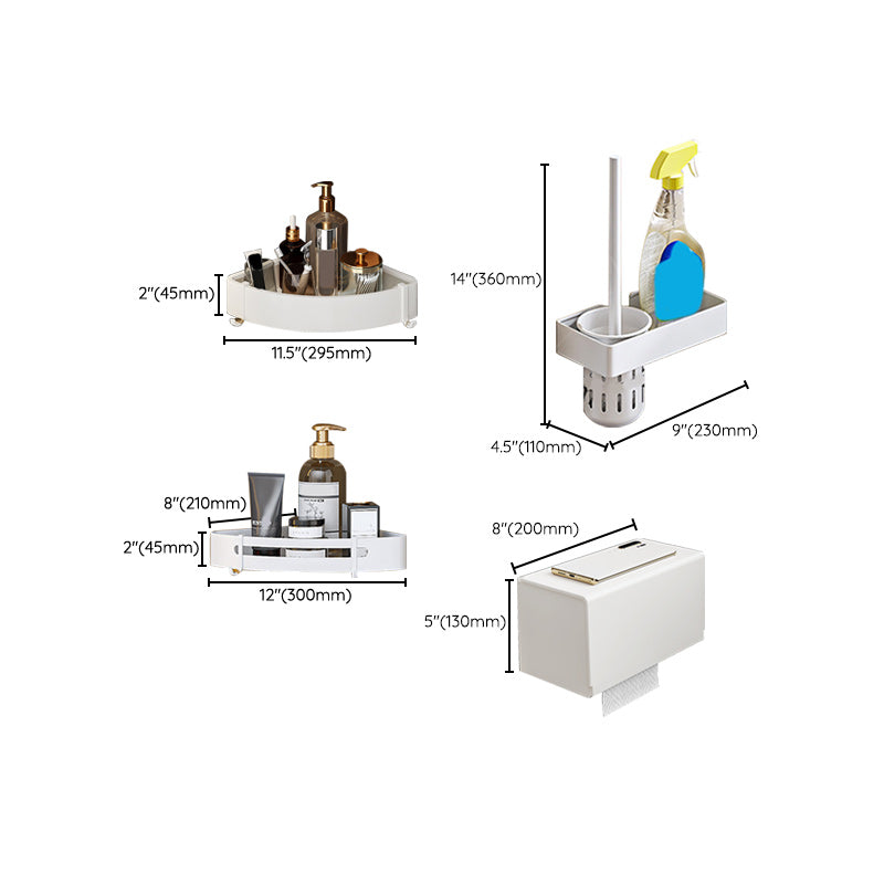BowLift | Modern bathroom accessory set in white with bath shelf/towel bar/bath towel hooks