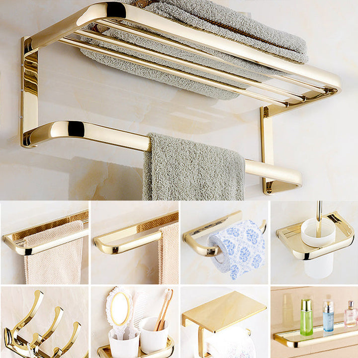 BowLift | Chrome/Gold Bathroom Accessories Set Modern Metal Bathroom Hardware Set