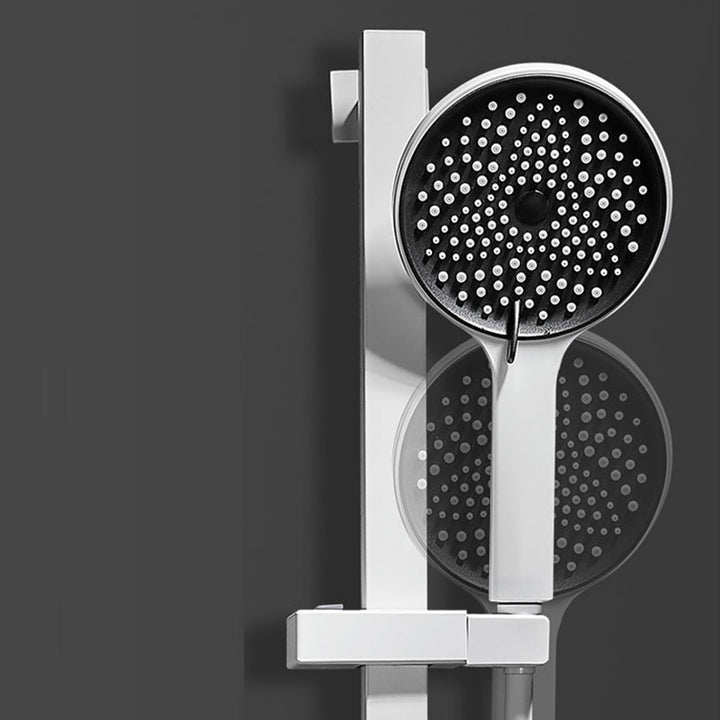 BowLift | Round Shower Set White Wall Mounted Hand Shower Lever Handle Shower Hose Swiveling Shower Set