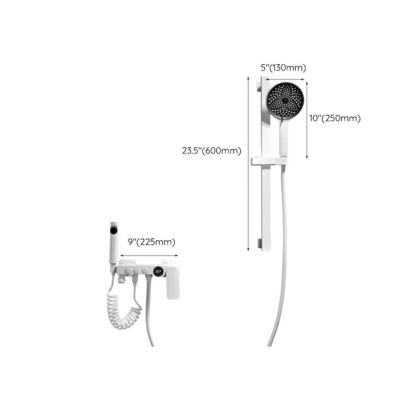 BowLift | Round Shower Set White Wall Mounted Hand Shower Lever Handle Shower Hose Swiveling Shower Set