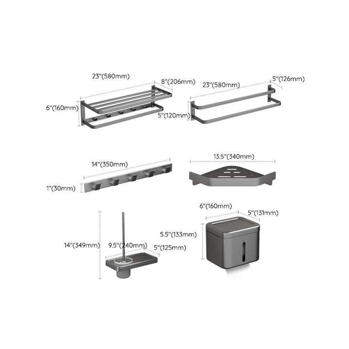 BowLift | Modern Gray Bathroom Accessory Kit Paper Holder Bath Shelf Bathroom Hardware Set