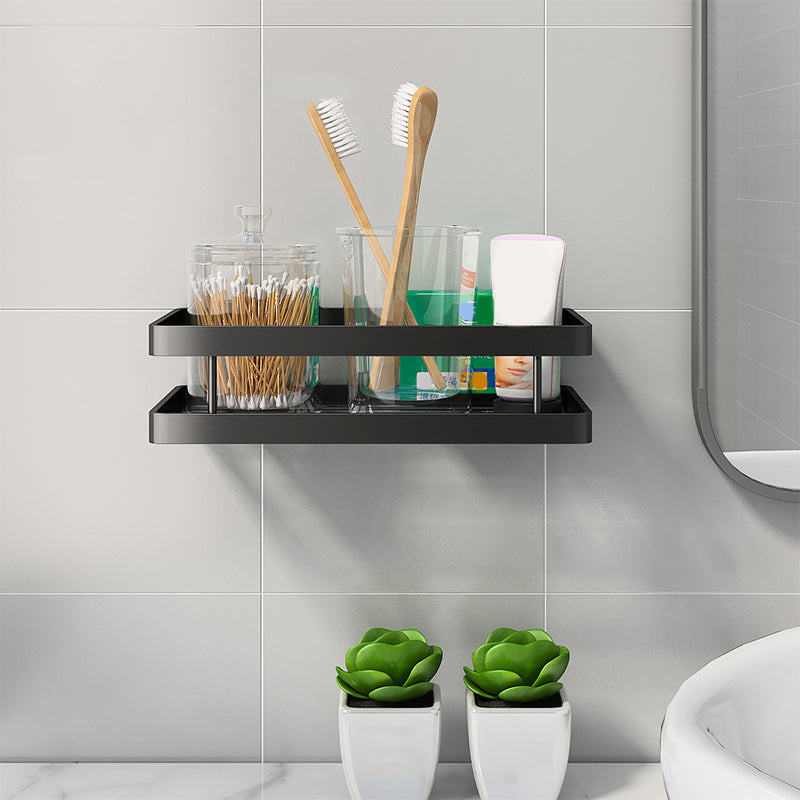 BowLift | 2-piece bathroom shelf made of matte black metal bathroom hardware set