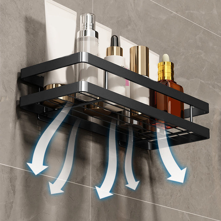BowLift | 2-piece bathroom shelf made of matte black metal bathroom hardware set