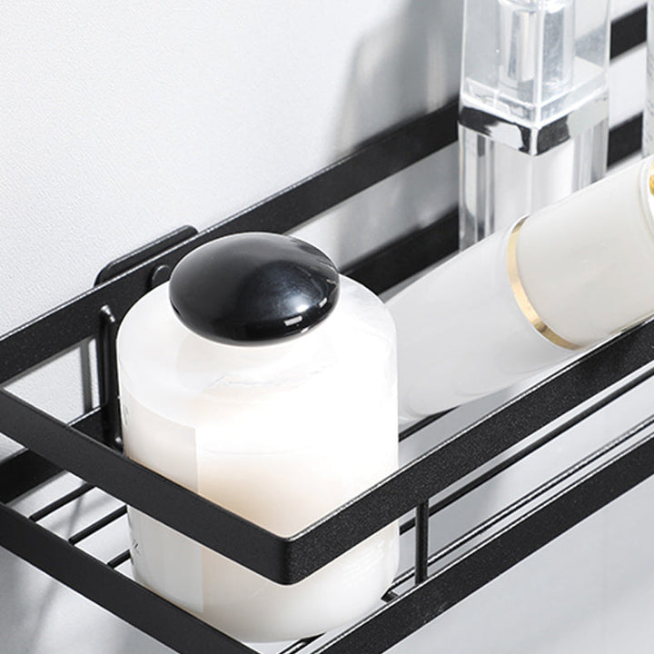 BowLift | 2-piece bathroom shelf made of matte black metal bathroom hardware set