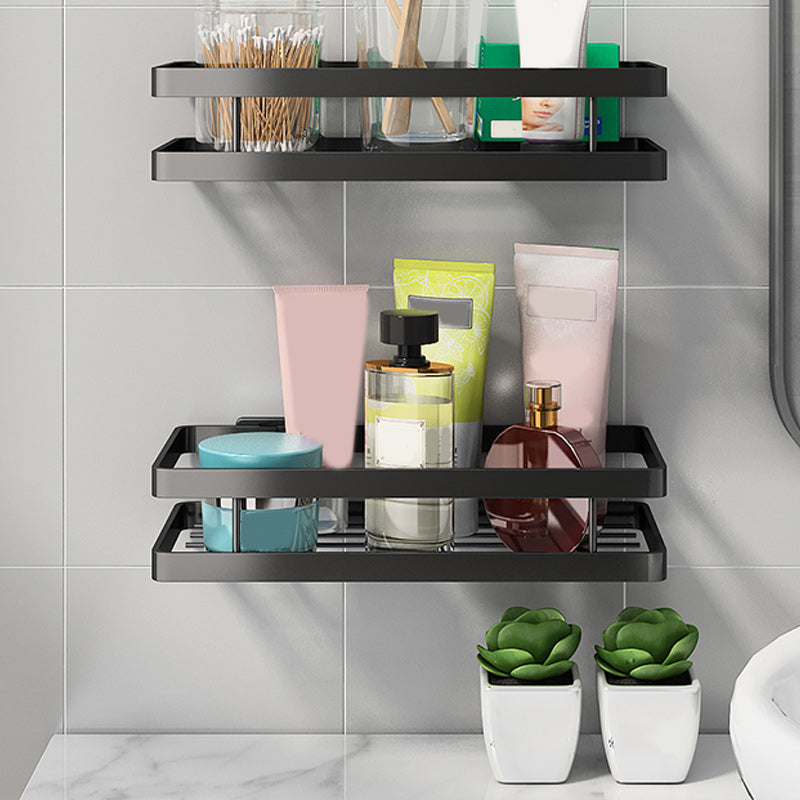 BowLift | 2-piece bathroom shelf made of matte black metal bathroom hardware set