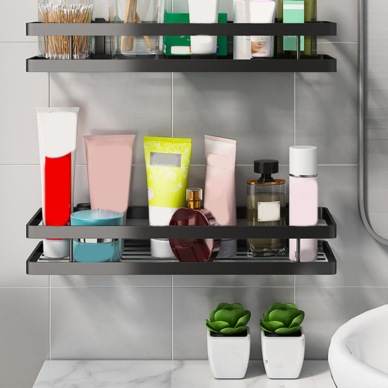 BowLift | 2-piece bathroom shelf made of matte black metal bathroom hardware set