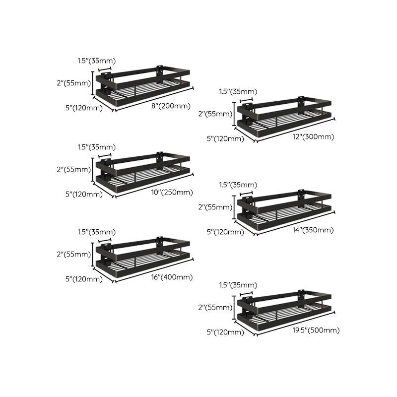 BowLift | 2-piece bathroom shelf made of matte black metal bathroom hardware set
