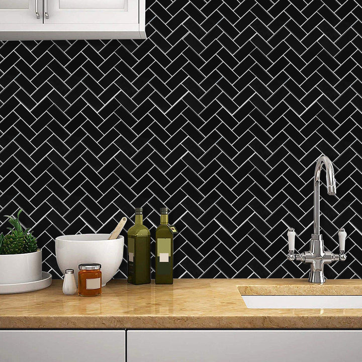 BowLift | Square Peel & Stick Mosaic Tile Herringbone Peel and Stick Wall Tile