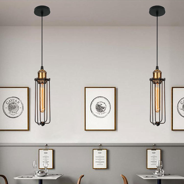 BowLift | Industrial Pendant Light in Retro Design – Vintage Hanging Lamp with Metal Grid