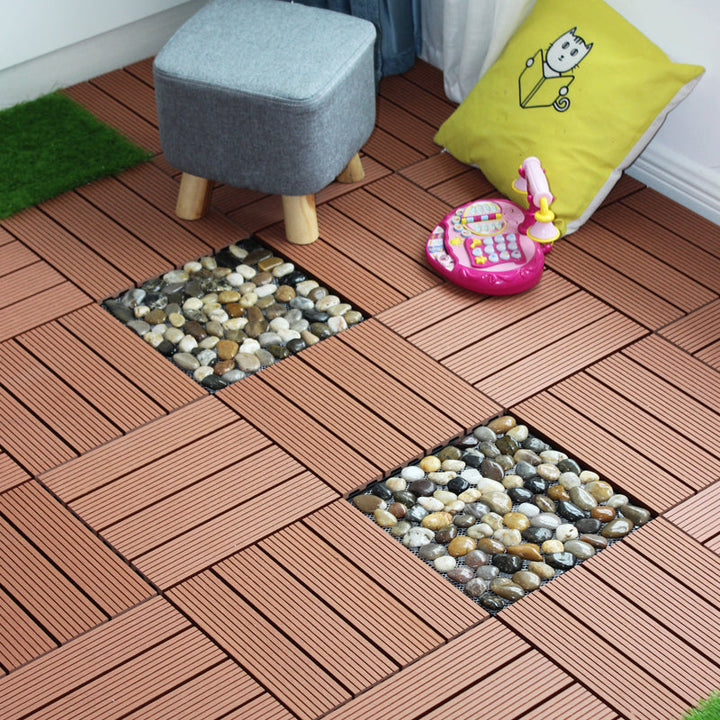 BowLift | Square Click Patio Floor Tiles Stripe Pattern Tile Set Floorboard