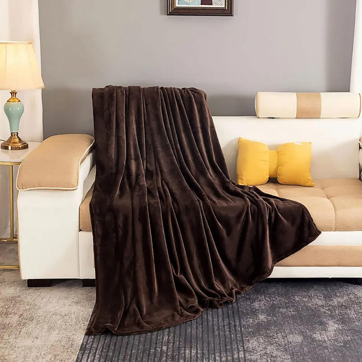 Fleece Large Sofa Throw Light Weight Faux Fur Blanket Bowlift