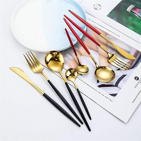 BowLift | LUXURIOUS STAINLESS STEEL 24-PIECE GOLD-SILVER CUTLERY SET