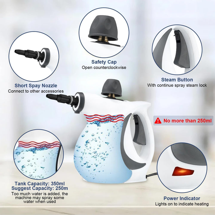 BowLift | High-Pressure Handheld Steam Cleaner with 9-Piece Accessory Kit – Valtira