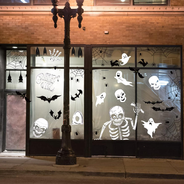 140PCS Halloween Window Clings Decor - Double-Sided Removable Stickers For Indoor Halloween Party Decorations Bowlift