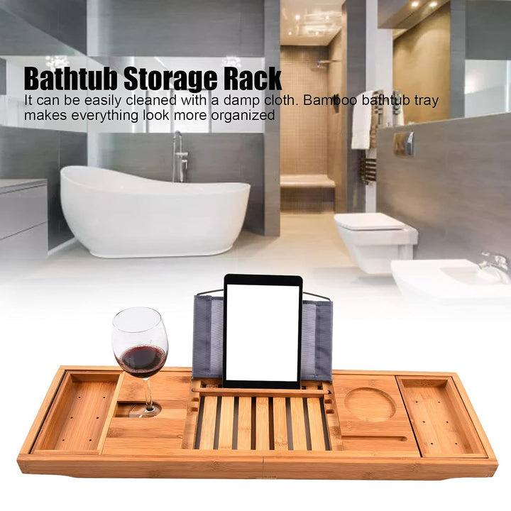 Premium Bamboo Extendable Bathtub Tray Bowlift