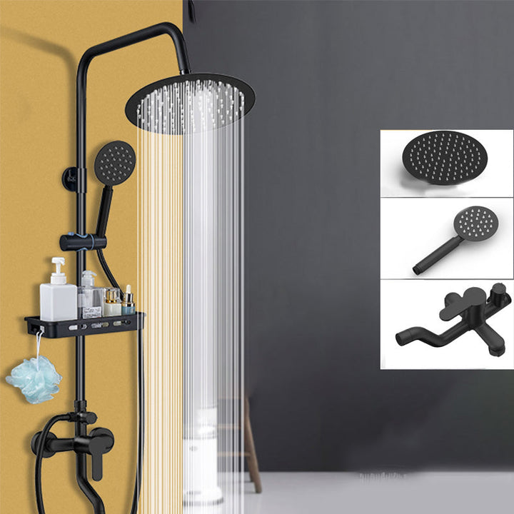 BowLift | Shower System Wall Mount Adjustable Spray Pattern Shower Arm Shower Set with Shower Hose