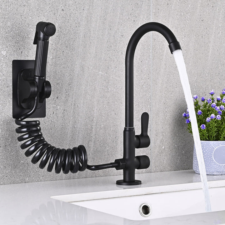 BowLift | Single Cold Water Valve Uniform Color High Arc Deck Mounted Bathtub Faucet