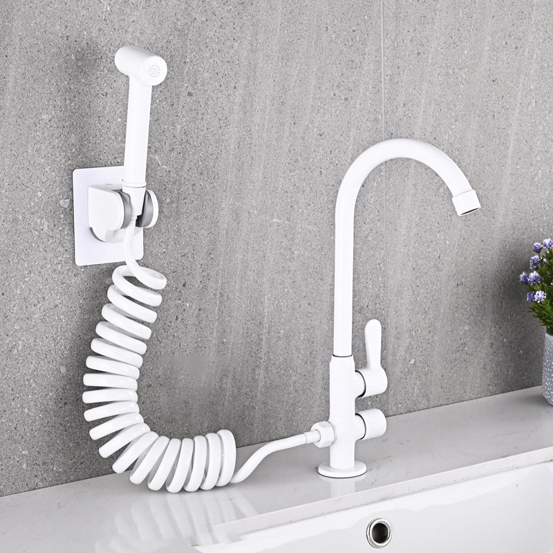 BowLift | Single Cold Water Valve Uniform Color High Arc Deck Mounted Bathtub Faucet