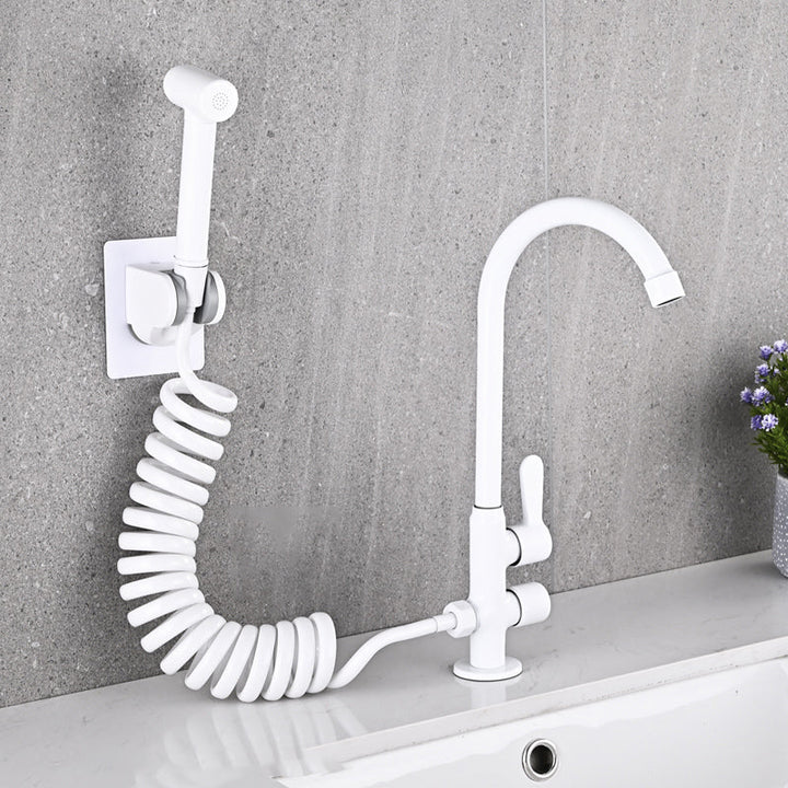 BowLift | Single Cold Water Valve Uniform Color High Arc Deck Mounted Bathtub Faucet