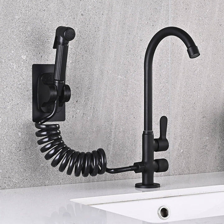 BowLift | Single Cold Water Valve Uniform Color High Arc Deck Mounted Bathtub Faucet