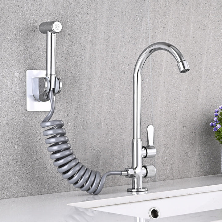BowLift | Single Cold Water Valve Uniform Color High Arc Deck Mounted Bathtub Faucet