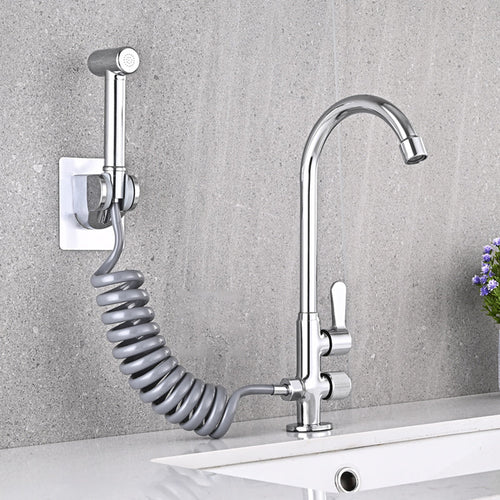 BowLift | Single Cold Water Valve Uniform Color High Arc Deck Mounted Bathtub Faucet