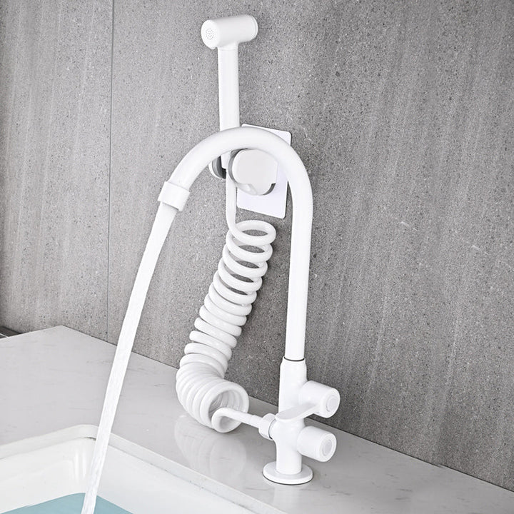 BowLift | Single Cold Water Valve Uniform Color High Arc Deck Mounted Bathtub Faucet