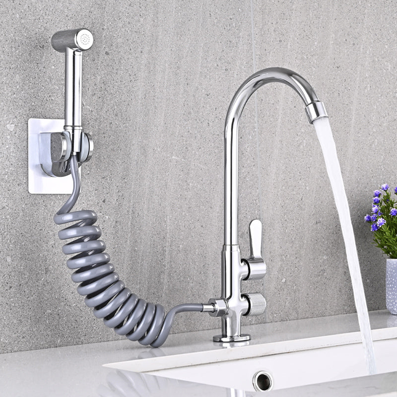 BowLift | Single Cold Water Valve Uniform Color High Arc Deck Mounted Bathtub Faucet