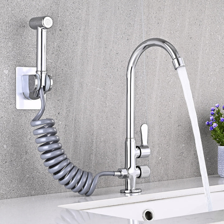 BowLift | Single Cold Water Valve Uniform Color High Arc Deck Mounted Bathtub Faucet