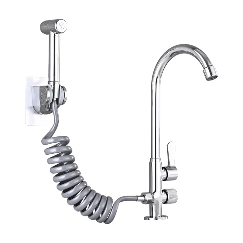 BowLift | Single Cold Water Valve Uniform Color High Arc Deck Mounted Bathtub Faucet