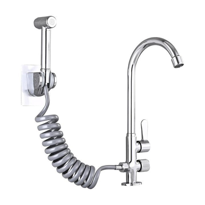 BowLift | Single Cold Water Valve Uniform Color High Arc Deck Mounted Bathtub Faucet
