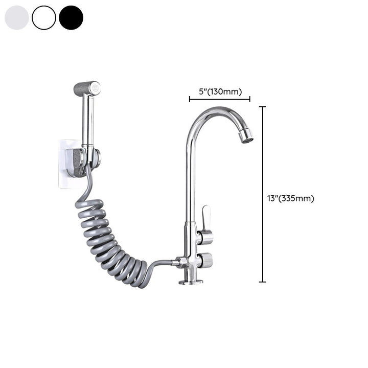 BowLift | Single Cold Water Valve Uniform Color High Arc Deck Mounted Bathtub Faucet