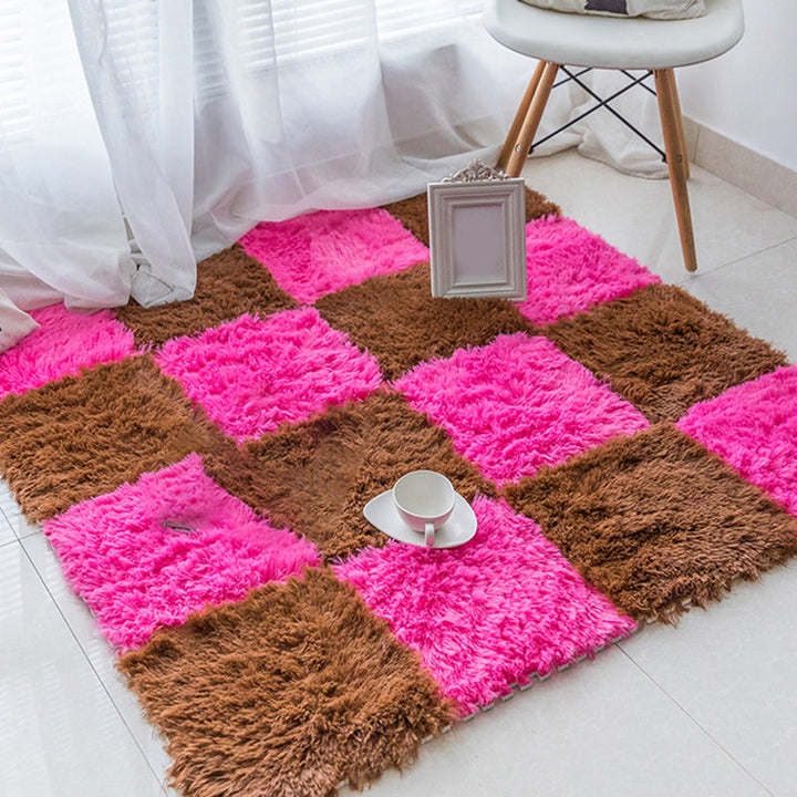 BowLift | Bedroom Carpet Tiles Solid Square Shag Stain Resistant Carpet Tiles
