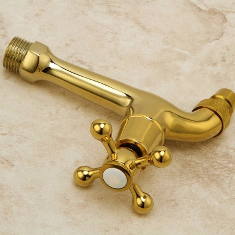 BowLift | Glam Wall-mounted Bathroom Faucet Cross Handle Low Arc Round Basin Faucet